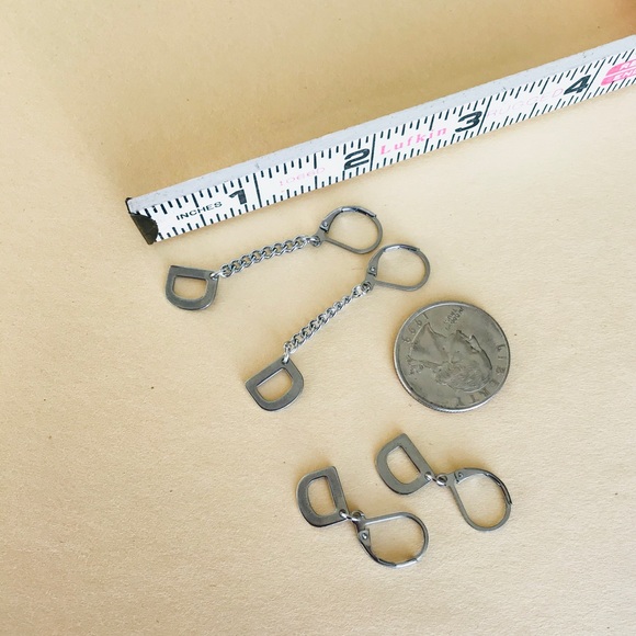 Initial Earrings Set-Dangles, Alphabet, Stainless - Picture 2 of 2